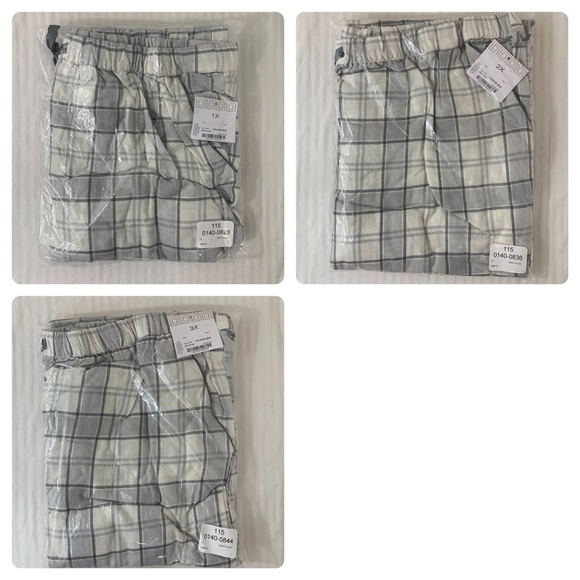 New Womens Plus Size Flannel PJ Pants Gray Plaid - Picture 3 of 13